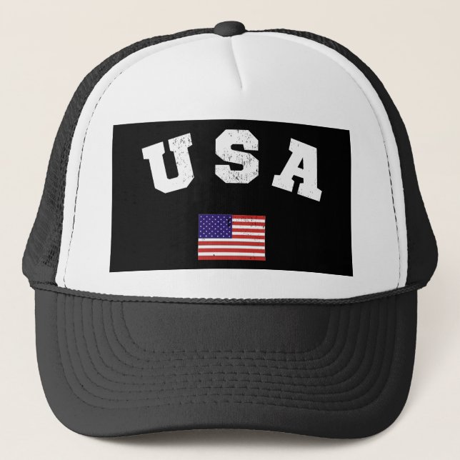 USA  Flag Patriotic Trucker Hat (Front)