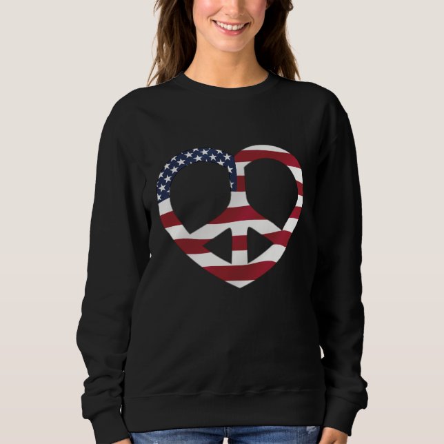 USA Flag Peace Heart Sweatshirt (Front)