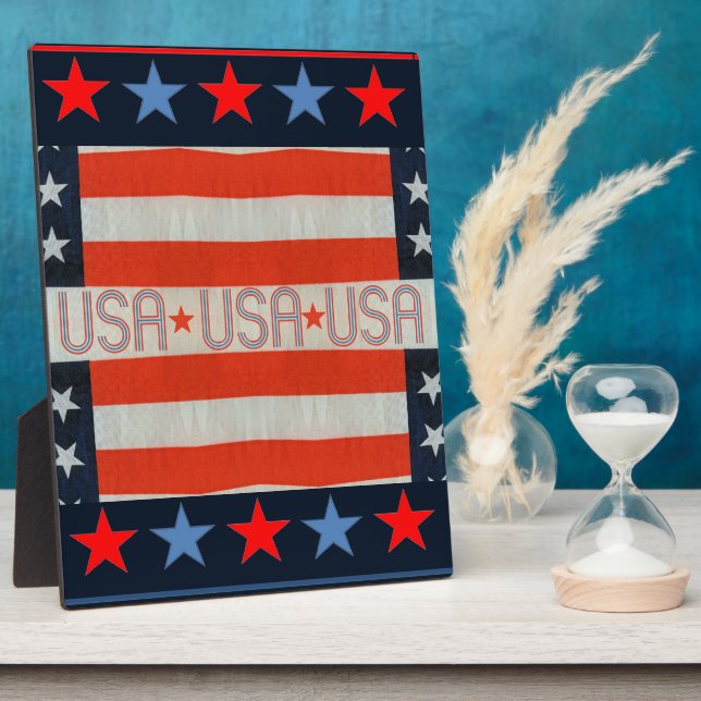 USA Flag Photo Plate Plaque (Side)