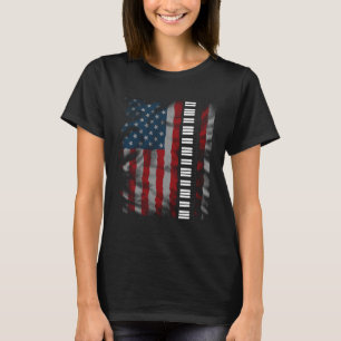 USA Flag Piano Keyboard  Pianist Music T-Shirt
