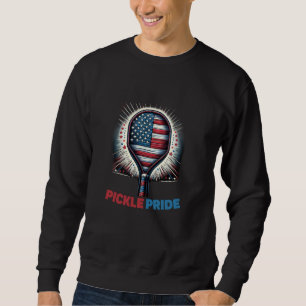 USA Flag Pickle Pride Patriotic Pickleball Sweatshirt
