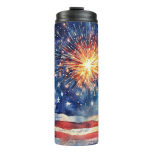 USA flag. Please of Allegiance.  Thermal Tumbler