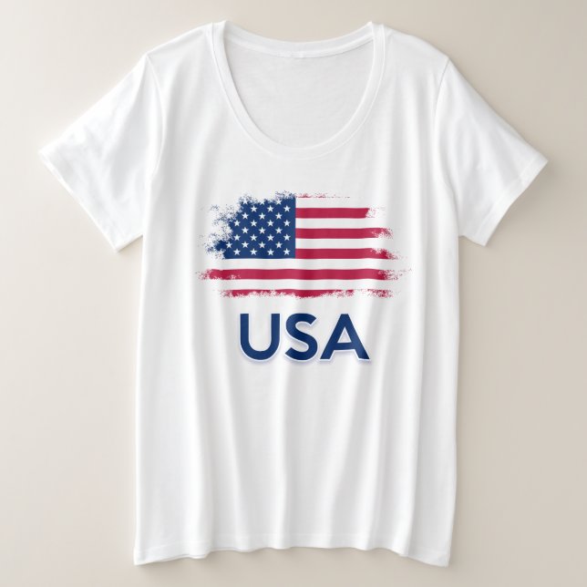 USA Flag Plus Size  T-Shirt (Design Front)