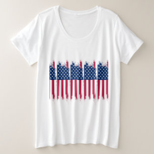 USA Flag Plus Size  T-Shirt Plus Size T-Shirt