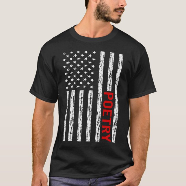 USA Flag Poetry Poem Poet T-Shirt (Front)
