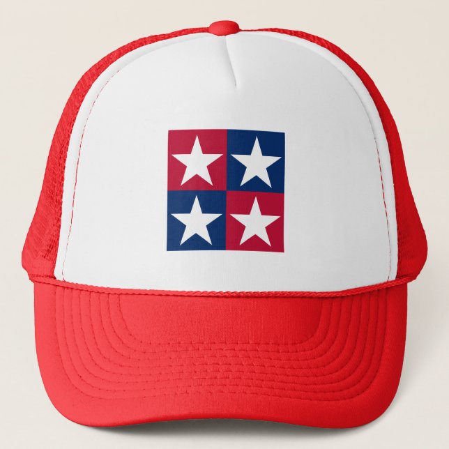 USA Flag Pop Art Stars Trucker Hat (Front)