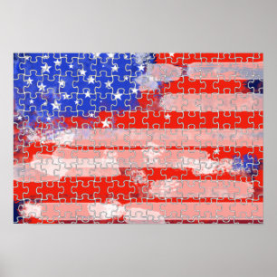 USA flag puzzle Poster
