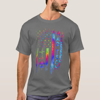 USA Flag Radiology Tech Rad Skeleton Thumb, XRay W T-Shirt