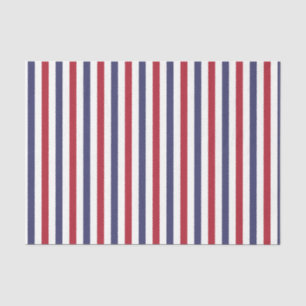 USA Flag Red and Flag Blue Narrow Thin Stripes Tissue Paper