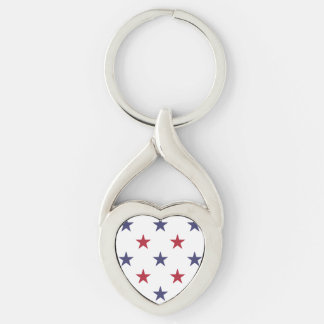 USA Flag Red and Flag Blue Stars Key Ring