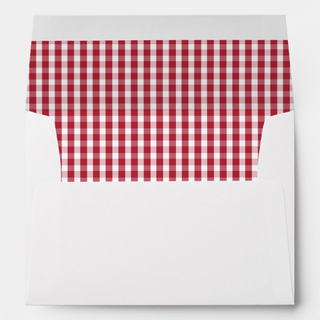 USA Flag Red and White Gingham Checked Envelope (Back (Bottom))