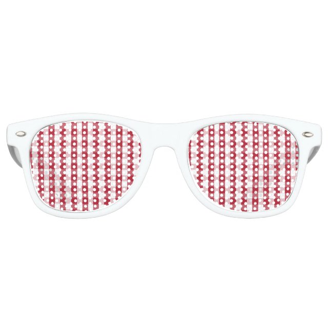USA Flag Red and White Gingham Checked Retro Sunglasses (Front)