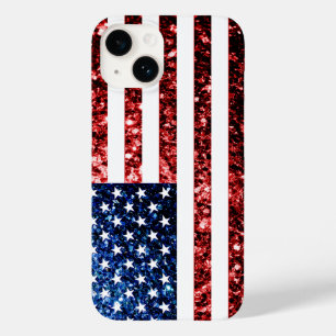 USA flag red blue sparkles glitters Case-Mate iPhone 14 Case