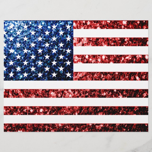 USA flag red blue sparkles glitters Flyer (Front)