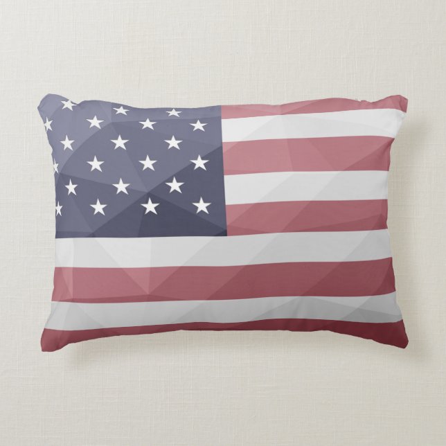 USA flag Red White Blue America Geometric Mesh Decorative Cushion (Front)