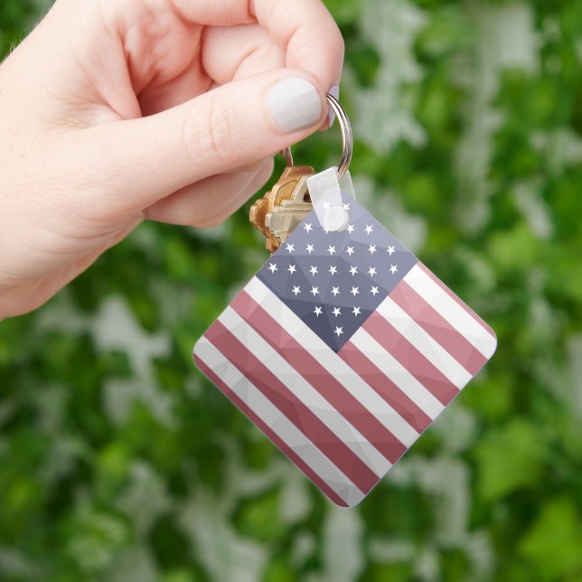 USA flag Red White Blue America Geometric Mesh Key Ring (Hand)