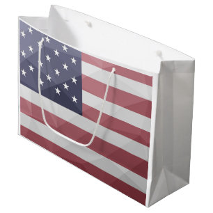 USA flag Red White Blue America Geometric Mesh Large Gift Bag