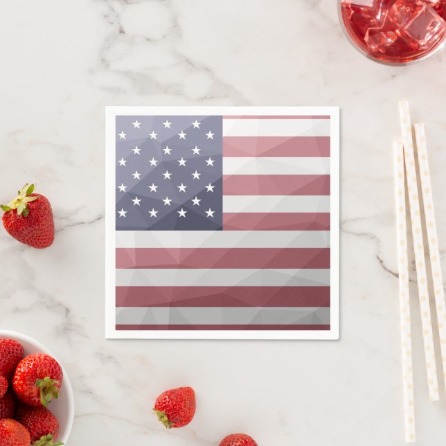 USA flag Red White Blue America Geometric Mesh Napkin (Insitu)