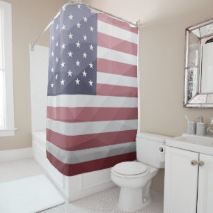 USA flag Red White Blue America Geometric Mesh Shower Curtain