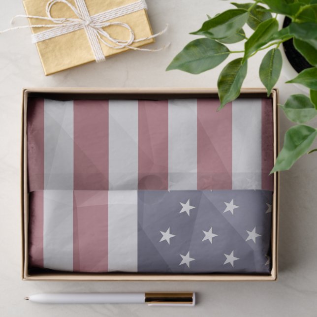 USA flag Red White Blue America Geometric Mesh Tissue Paper (Gift)