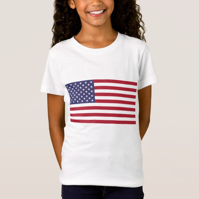 USA flag red white blue patriotic girl t-shirt (Front)