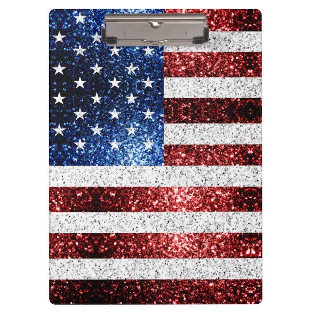 USA flag red white blue sparkles glitters Clipboard (Front)