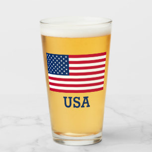 USA Flag Red White Blue United States Patriotic Glass
