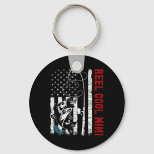 Usa Flag Reel Cool Mimi Fishing Fisher Fisherman  Key Ring