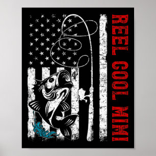 Usa Flag Reel Cool Mimi Fishing Fisher Fisherman Poster