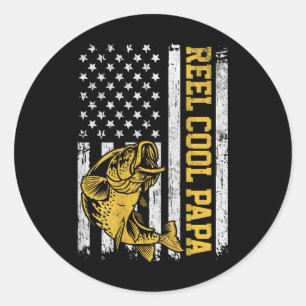 Usa Flag Reel Cool Papa Patriotic Fishing Design O Classic Round Sticker