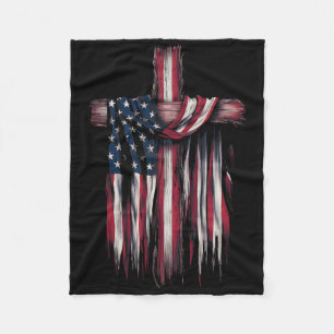 Usa Flag Religious Quote 4th Of July Christian Fai Fleece Blanket