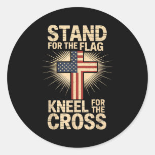 Usa Flag Religious Quote Christian Faith Classic Round Sticker