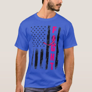 USA Flag Ribbon Fight Shirt, Breast Cancer Awarene T-Shirt