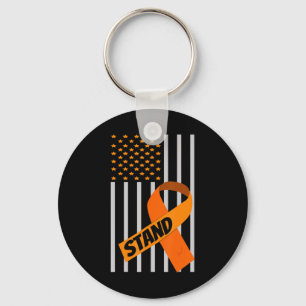 USA Flag Ribbon Leukaemia Awareness Family Suppor Key Ring