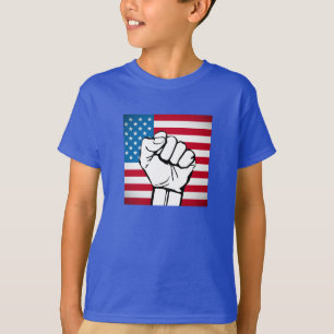 USA Flag Rising Fist T-Shirt