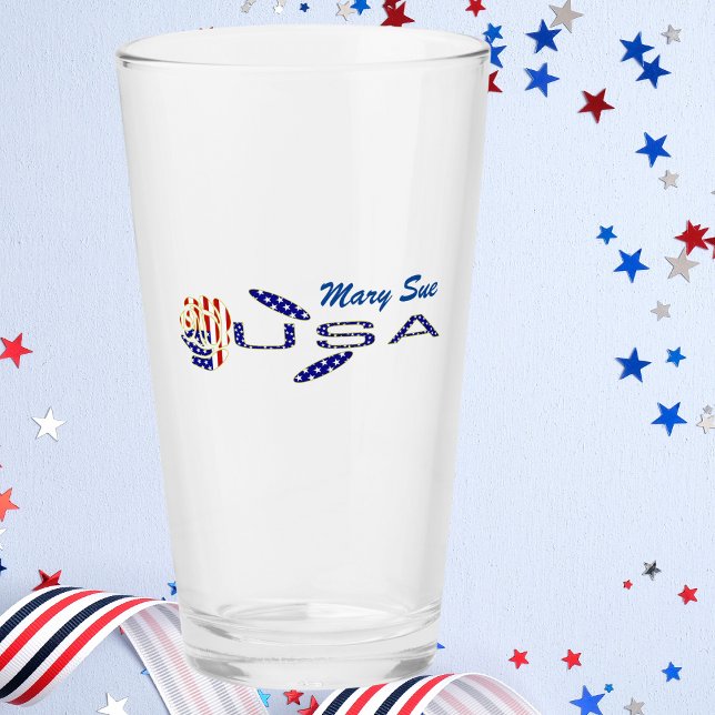 USA Flag Rose on Its Side Blue Personalised Glass (Creator Uploaded)
