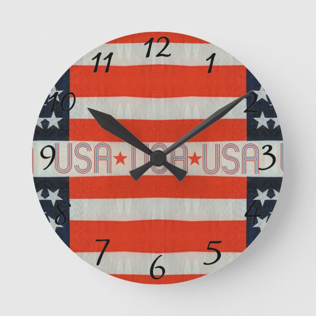 USA Flag Round Clock (Front)