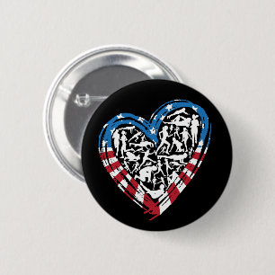 USA Flag Running Heart - American Runner 6 Cm Round Badge