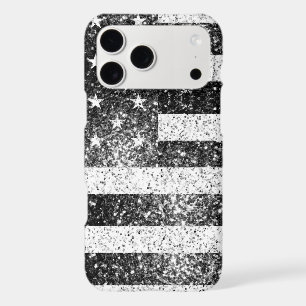 USA flag rustic black white silver sparkles