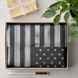 USA flag Rustic Wood Black White Patriotic America Tissue Paper