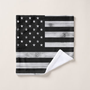 USA flag Rustic Wood Black White Patriotic America Wash Cloth