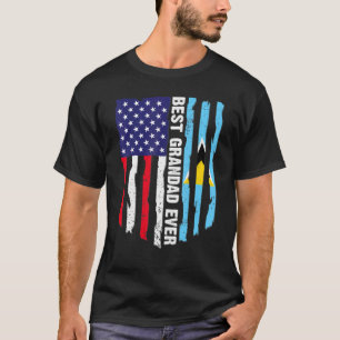 Usa Flag & Saint Lucia Flag Best Grandad Ever T-Shirt