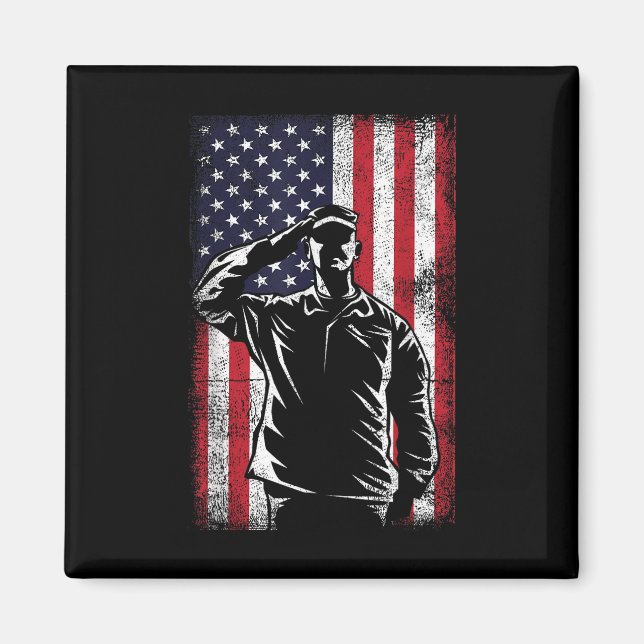 Usa Flag Salute Memorial Day  Magnet (Front)