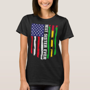 Usa Flag & Sao Tome And Principe Flag Best Sister T-Shirt