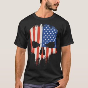 Usa flag scary creepy skull angry T-Shirt