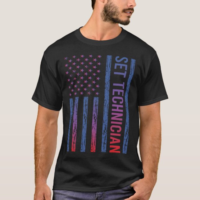 USA Flag Set Technician T-Shirt (Front)