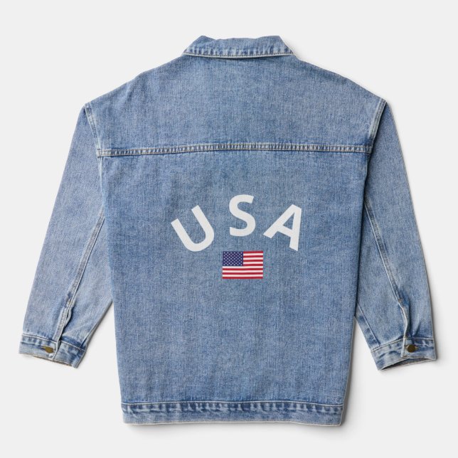 USA Flag Shirt, 4th of July Denim Jacket (Back)