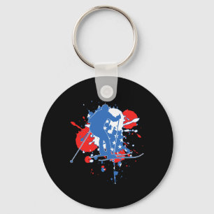 Usa Flag Skier - American Cross Country Skiing For Key Ring
