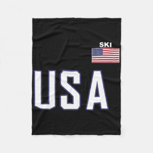 Usa Flag Skiing Team Cool Ski Equipment For Skier  Fleece Blanket