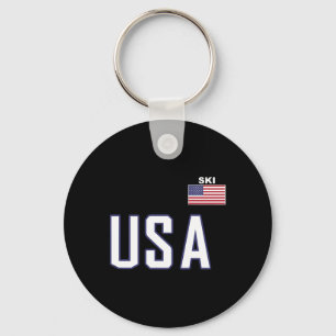 Usa Flag Skiing Team Cool Ski Equipment For Skier  Key Ring